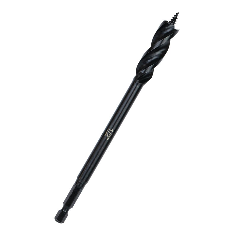 Greycore Tools 1/2 Inch x 6 Inch 3-Flute Auger Bit, Wood Drill Bit for Hard and Soft Wood, 1/4    Quick Change Shank, Woodworking Auger Bits (1/2    x 6    Auger) - Image 5